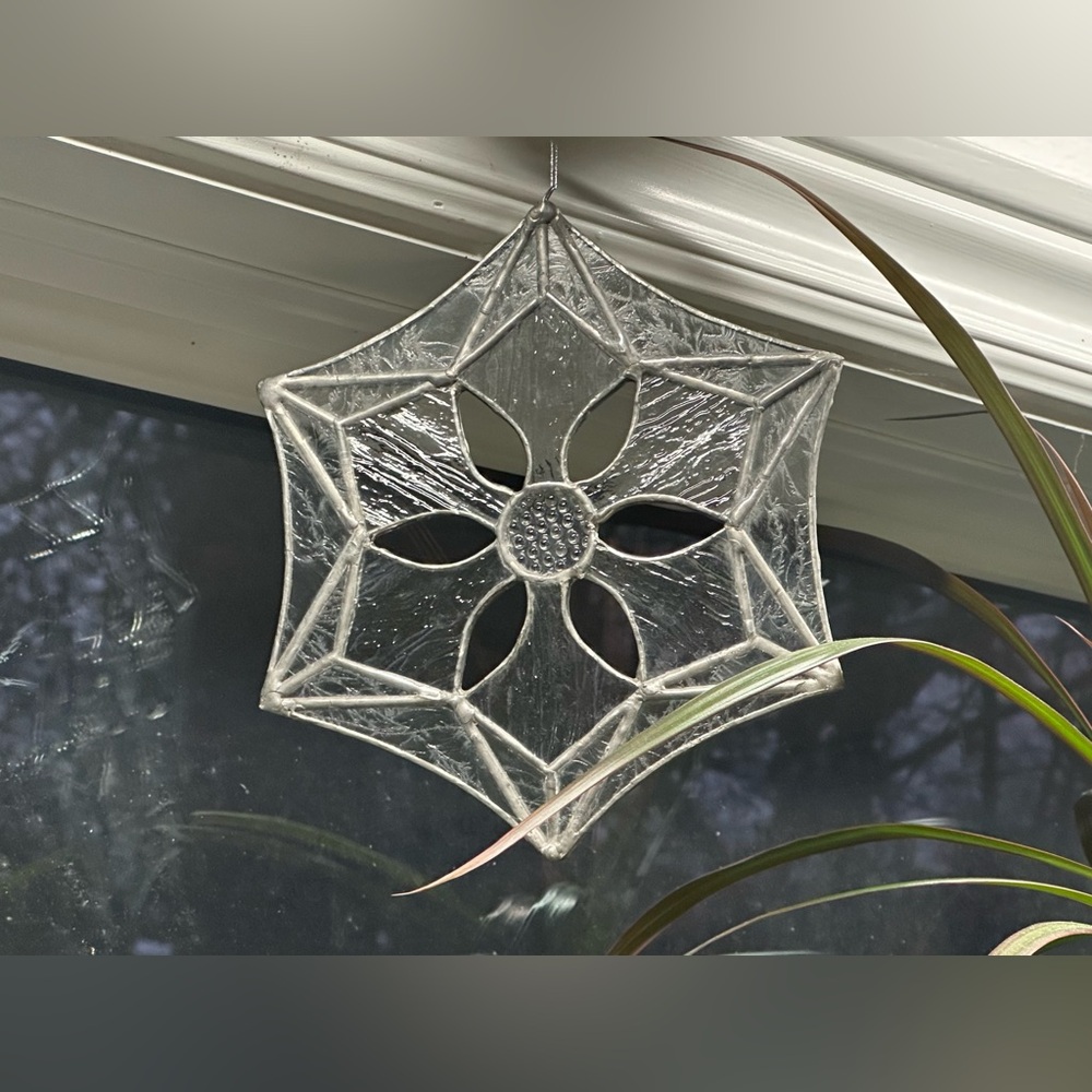 Clear Glass Snowflake Stained Glass Sun-catcher